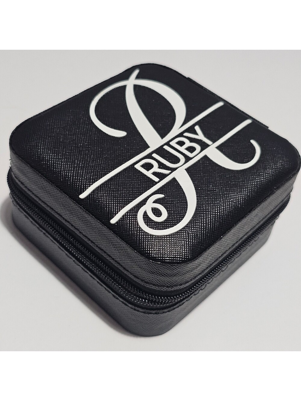 Personalized name 'Ruby' Black Compact Jewelry Organizer Case